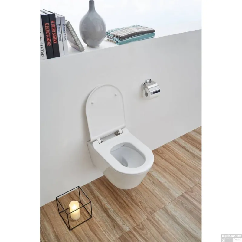 Wandcloset Sanilux Easy Flush Rimfree (Incl. Flatline zitting) Beperkte Voorraad