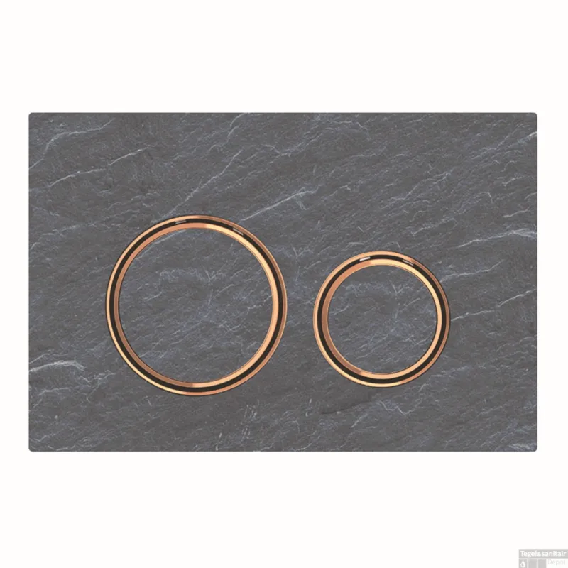 Speciale Aanbieding Bedieningsplaat Geberit Sigma 50 Round voor 2-toets Spoeling Rosé Goud / Mustang Leisteen