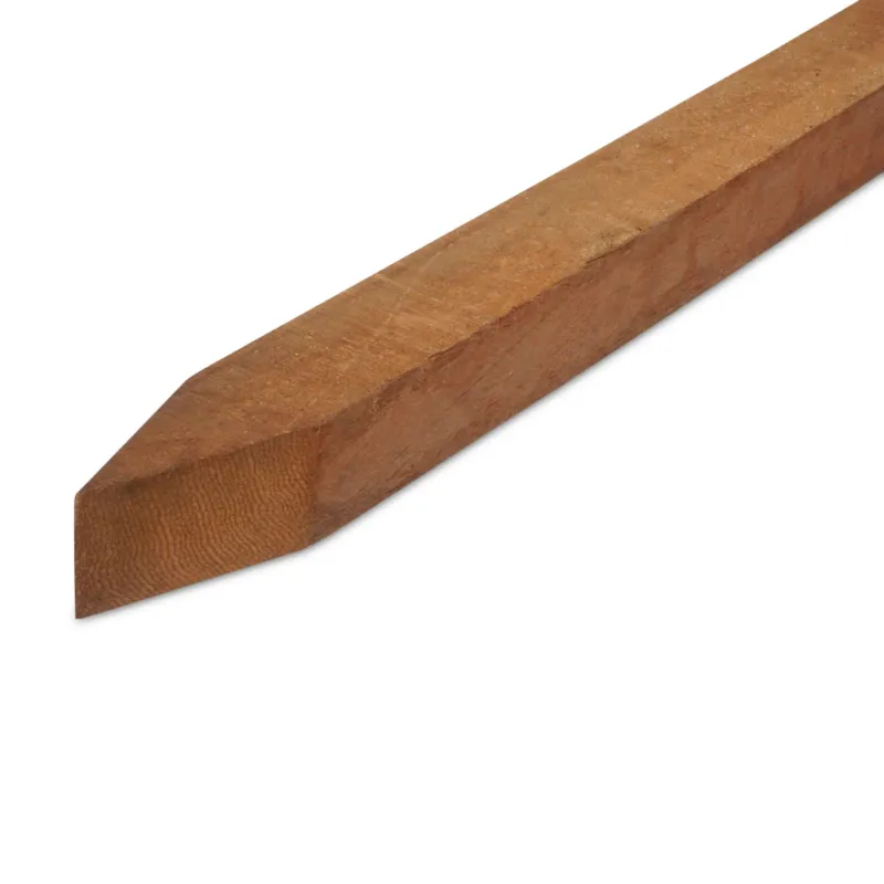 Gecertificeerd hardhout - puntpaal Azobé piketpaaltje - 60x60 mm - fijnbezaagd / ruw - piket paal - azobe hardhout AD 20-25% - Per bundel - 90 stuks - Azobé piketpaaltje - 60x60 mm - ruw: 300 cm