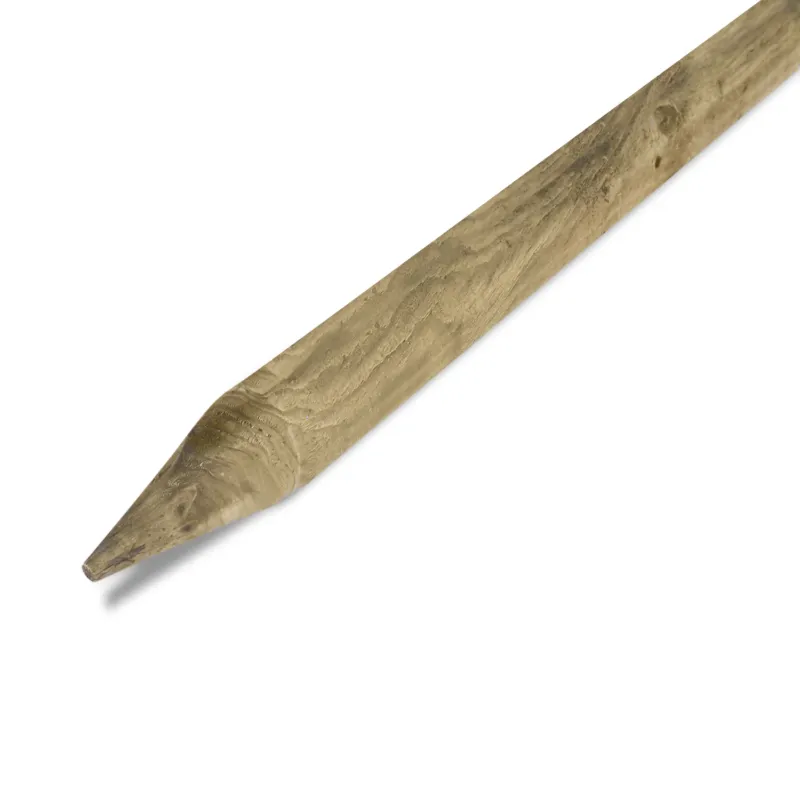 Superprijs grenen - puntpaal - geimpregneerd Geïmpregneerd grenen paal met punt - 80 mm - gefreesd - ronde tuinpaal (gepunt) - geïmpregneerd grenenhout KD 18-20% - per bundel - 100 stuks - Geïmpregneerd grenen paal met punt - 80 mm - gefreesd: 180 cm