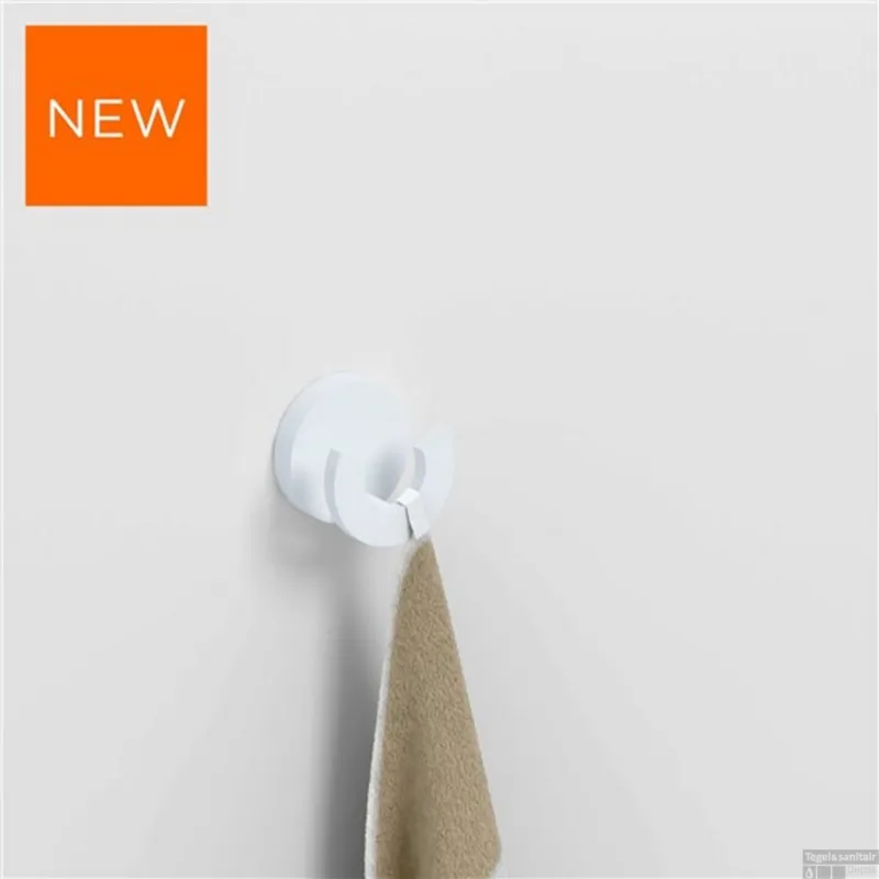 Koopje Kledinghaak Clou Flat Dubbele Rond Poedercoating Mat Wit