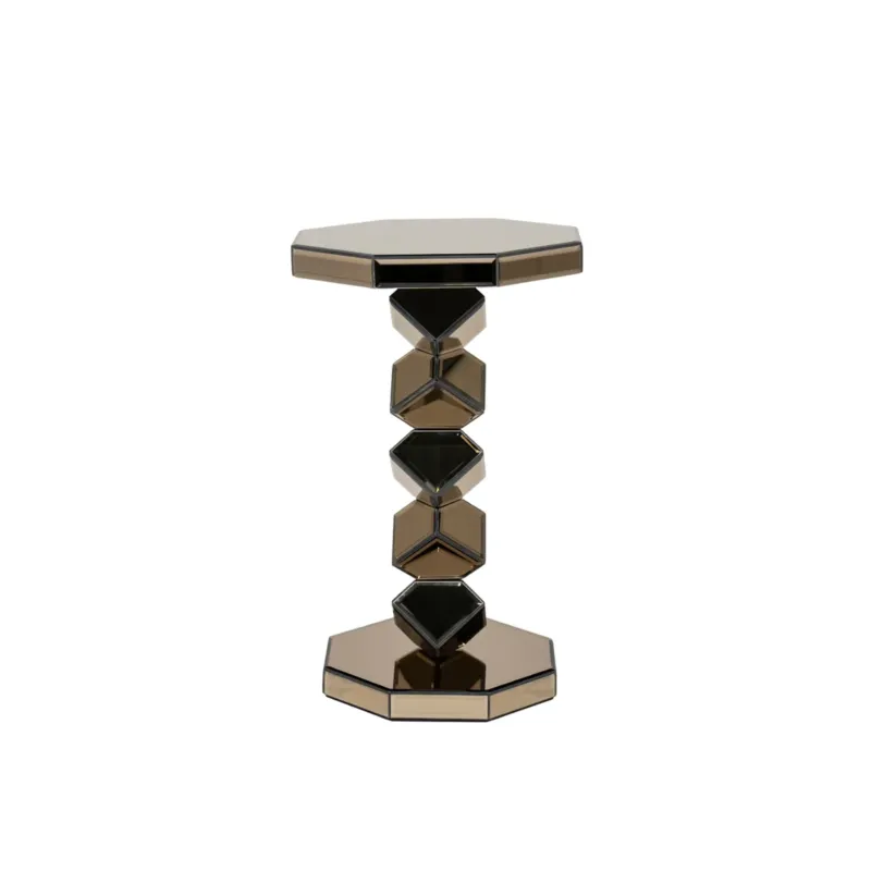Reflec Bijzettafel – Zilver & Bruin | Glas & Metaal Design Finale Uitverkoop