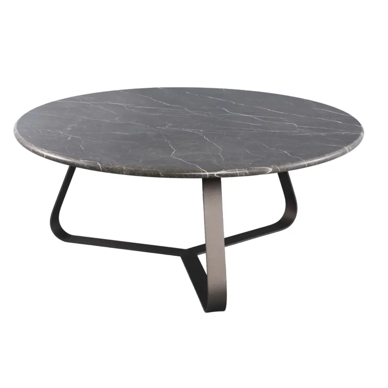 Favoriet PTMD Kae Dark Brown Marmeren Salontafel Rond L – ø79 cm | IJzeren Poten