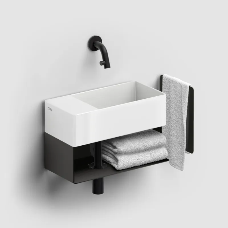 Koop Vandaag Fonteinkast Clou New Flush Links 21.2x44x18 cm Mat Zwart
