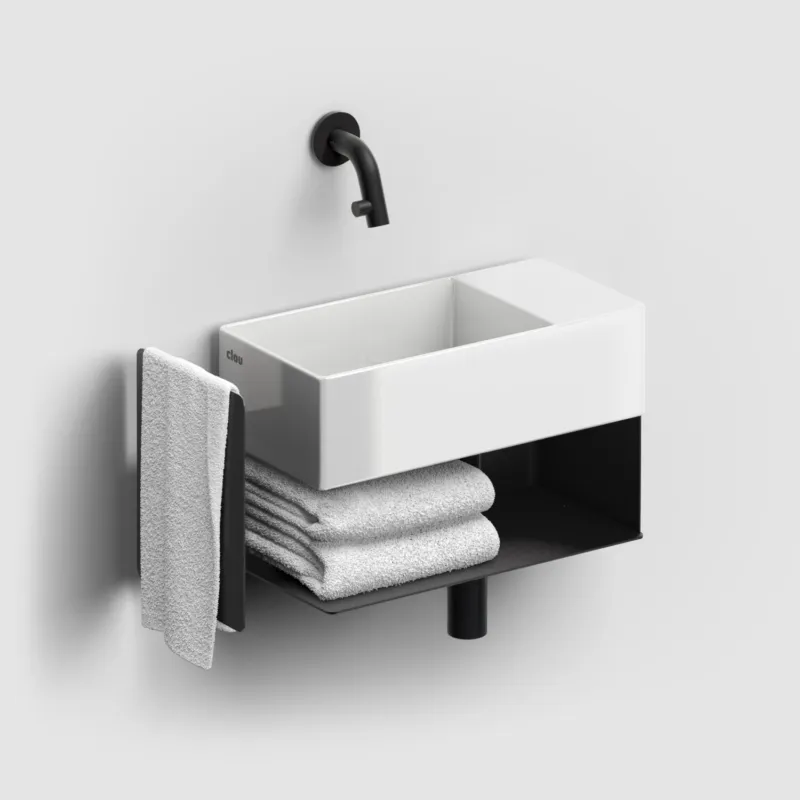 Actieprijs Fonteinkast Clou New Flush Rechts 21.2x44x18 cm Mat Zwart