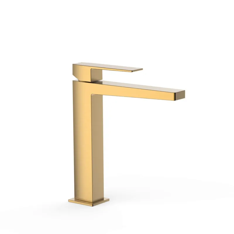 Wastafelmengkraan Tres Slim Exclusive Vierkant met Hendel Mat Goud Rechtstreeks Van De Fabrikant