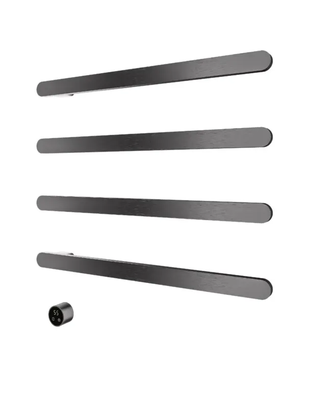 Hotbath Soft Square radiator met 4 rails 80cm met aparte schakelaar en inbouwelement geborsteld gunmetal PVD Populair