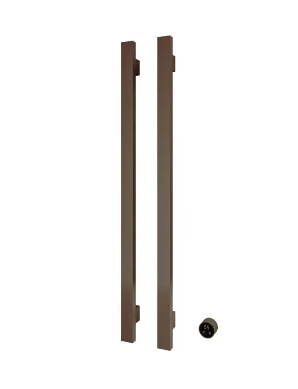 Express Levering Hotbath Square verticale radiator met 2 rails 135cm met geintegreerde schakelaar en inbouwelement tuscan bronze