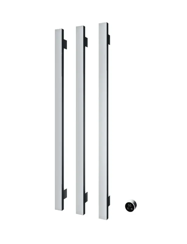 Rechtstreeks Van De Fabrikant Hotbath Square verticale radiator met 3 rails 135cm met geintegreerde schakelaar en inbouwelement chroom