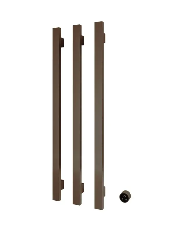 Hotbath Square verticale radiator met 3 rails 135cm met geintegreerde schakelaar en inbouwelement Tuscan bronze Dagaanbieding