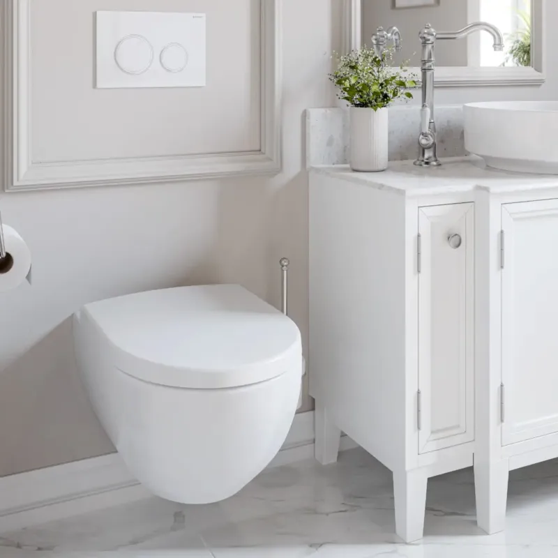 Goedkoop Geberit Tropea hangend randloos toilet met softclose zitting wit glans