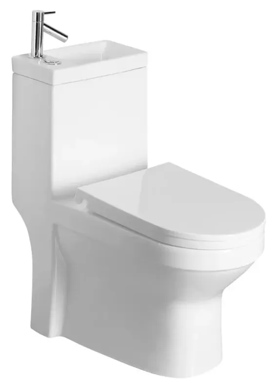 Aqualine Hygie duoblok staand toilet met fontein wit Merkproduct