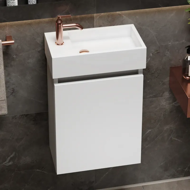 Premium Fontana Alaska toiletmeubel mat wit 40x22cm met solid surface fontein links