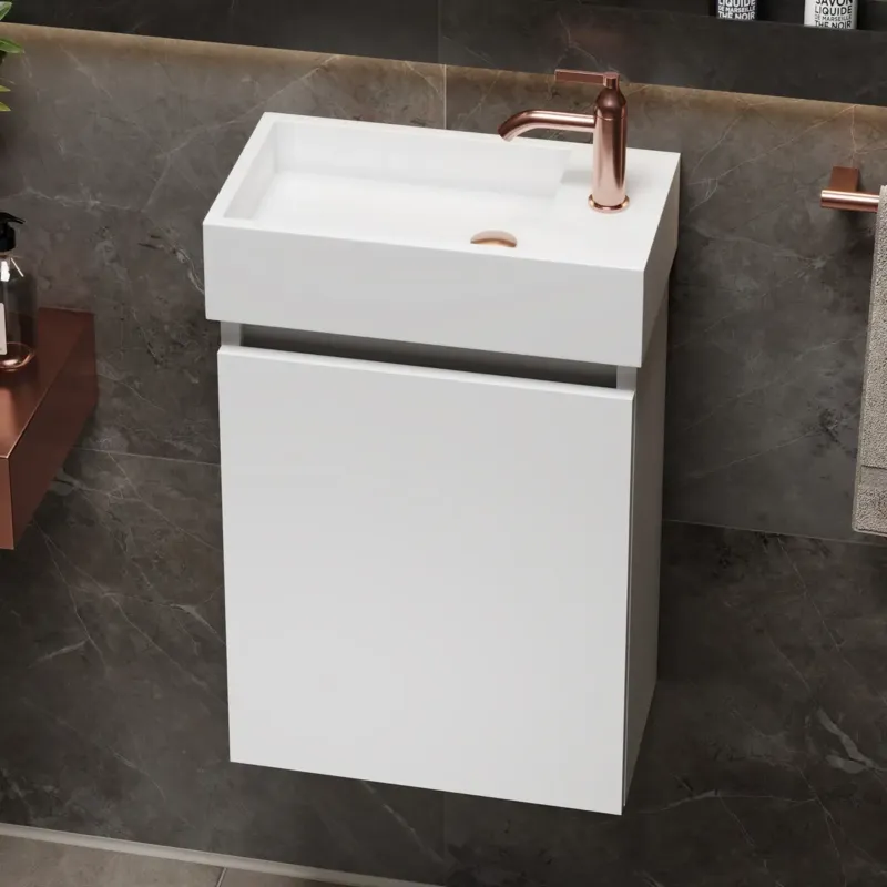 Fontana Alaska toiletmeubel mat wit 40x22cm met solid surface fontein rechts Betaalbaar