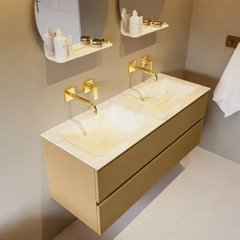 Mondiaz Vica DLux badmeubel 120cm oro 2 lades met wastafel ostra dubbel zonder kraangat Koop Vandaag