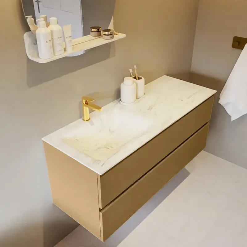 Mondiaz Vica DLux badmeubel 120cm oro 2 lades met wastafel opalo links 1 kraangat Goedkoop