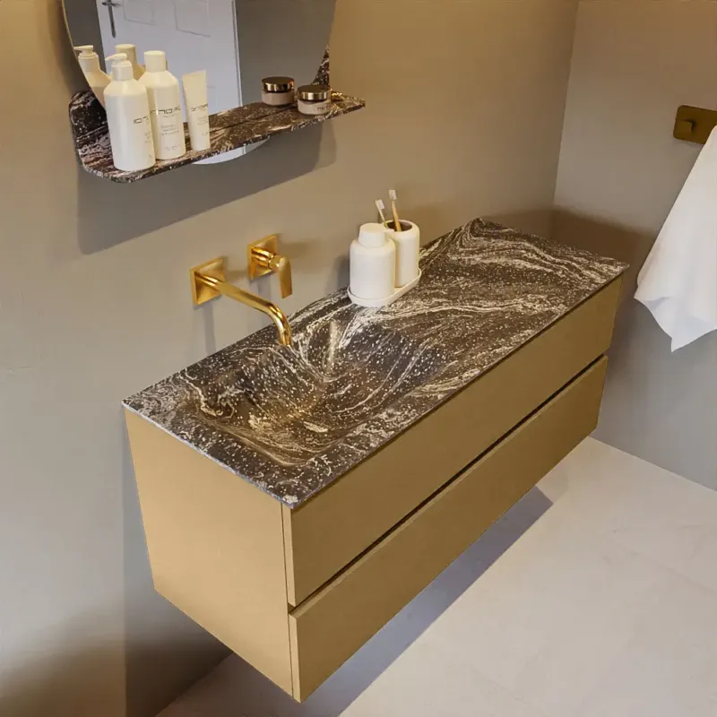 Mondiaz Vica DLux badmeubel 120cm oro 2 lades met wastafel lava links zonder kraangat Beperkte Voorraad