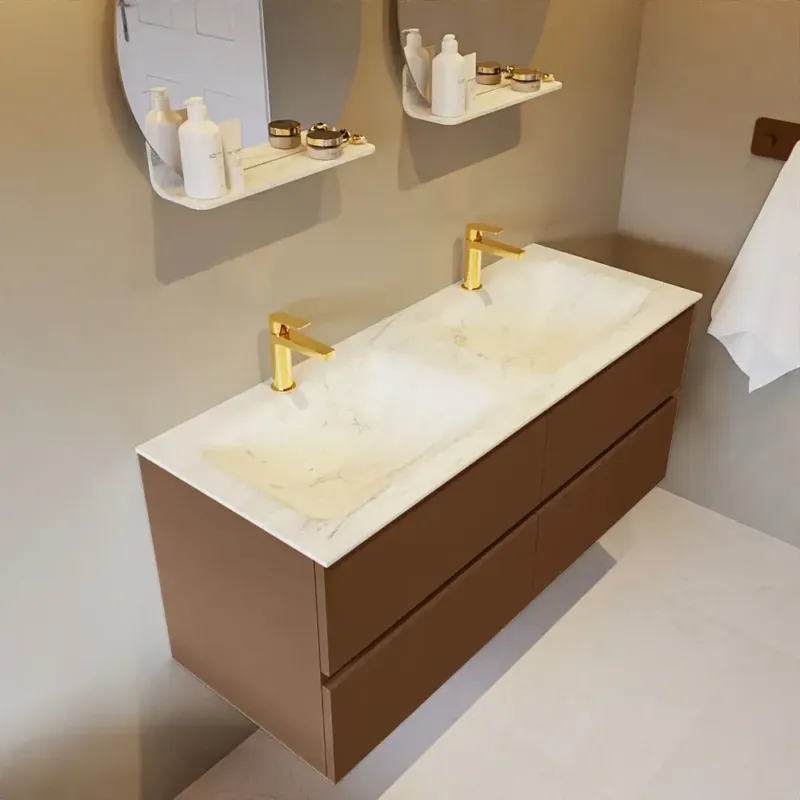 Direct Verzonden Mondiaz Vica DLux badmeubel 120cm rust 4 lades met wastafel opalo dubbel 2 kraangaten