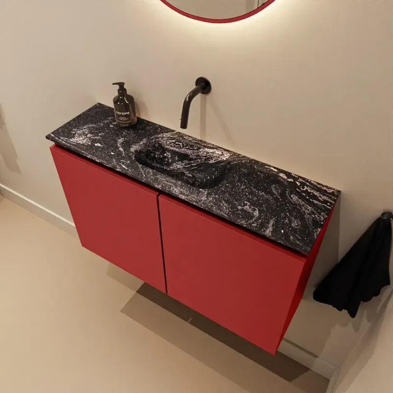 Speciale Aanbieding Mondiaz Ture DLux toiletmeubel 80cm fire met wastafel lava midden zonder kraangat