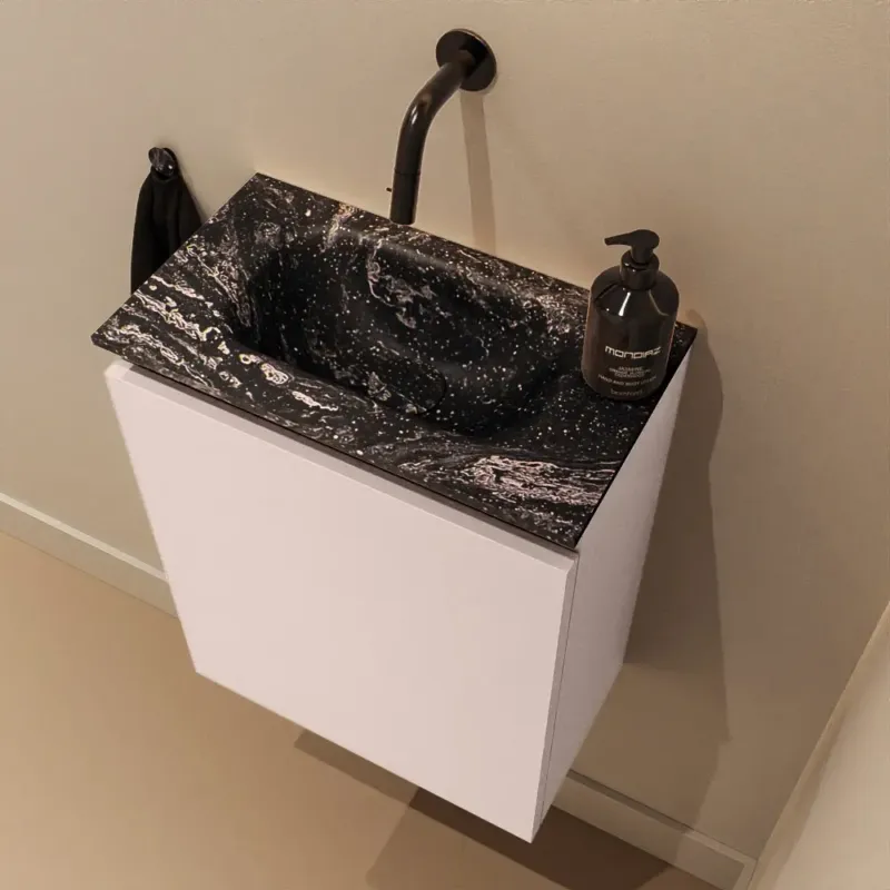 Gratis Retour Mondiaz Ture DLux toiletmeubel 40cm rosee met wastafel lava midden zonder kraangat