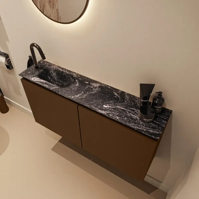 Beste Prijs Mondiaz Ture DLux toiletmeubel 100cm rust met wastafel lava links met kraangat