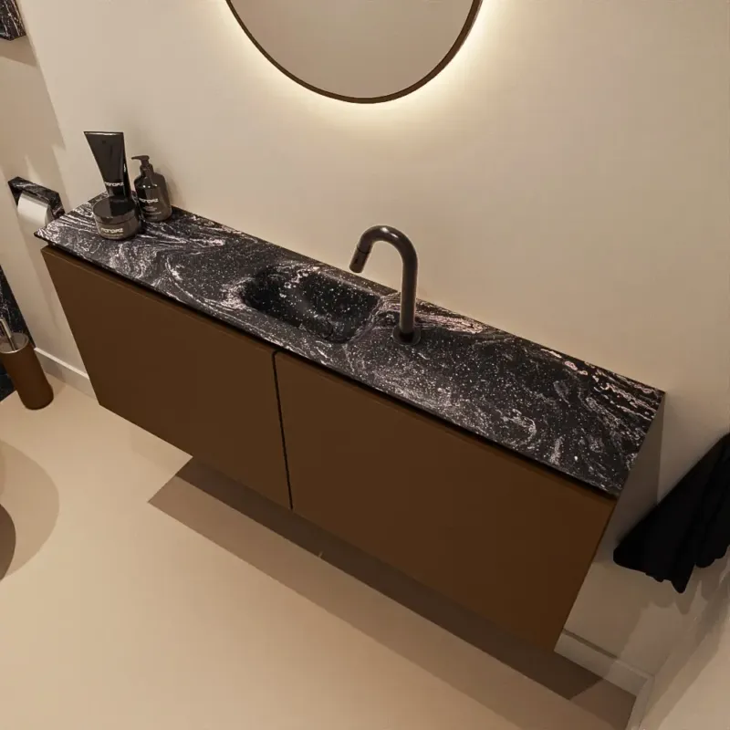 Mondiaz Ture DLux toiletmeubel 120cm rust met wastafel lava midden met kraangat Populair