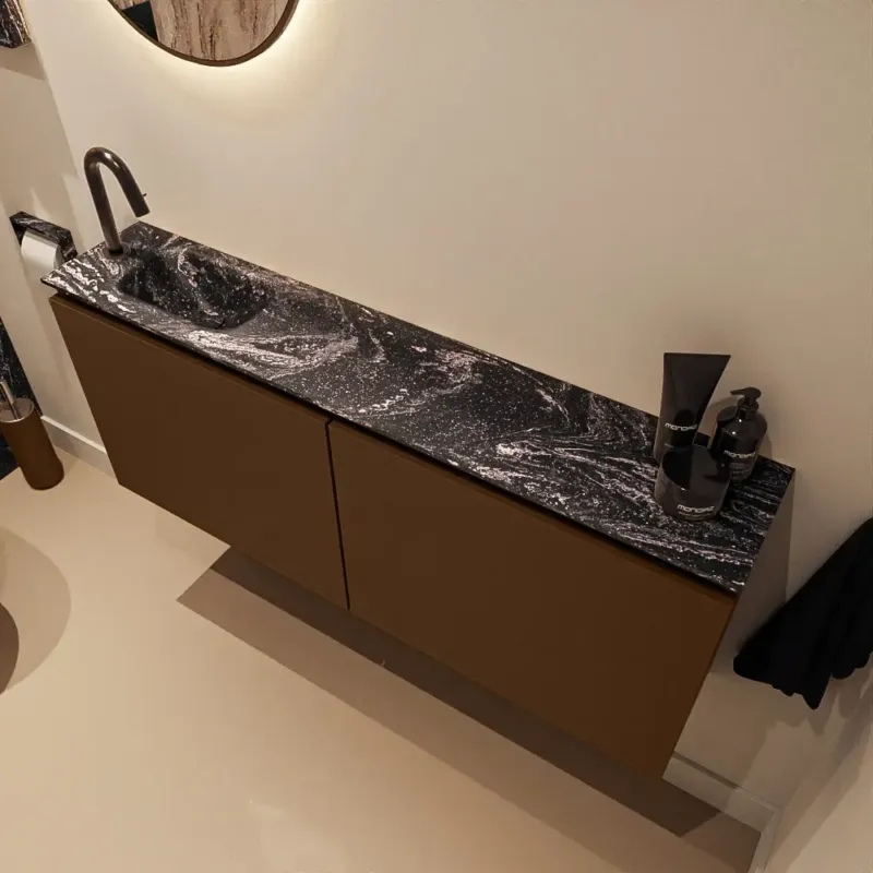 Mondiaz Ture DLux toiletmeubel 120cm rust met wastafel lava links met kraangat Direct Verzonden
