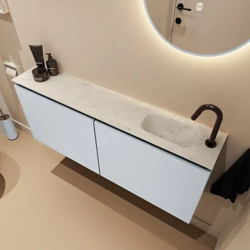 Mondiaz Ture DLux toiletmeubel 120cm clay met wastafel opalo rechts met kraangat Must-Have