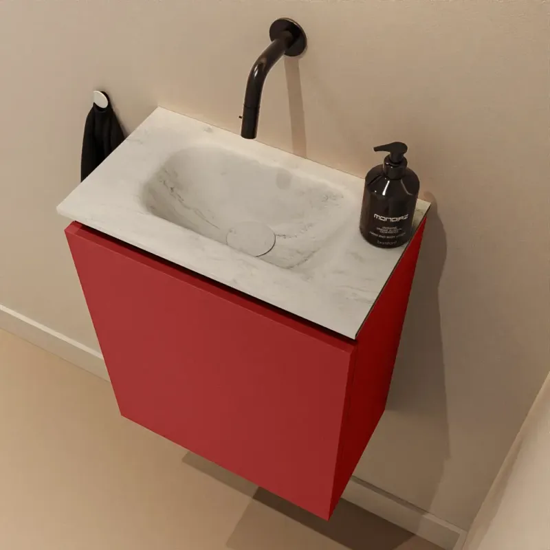 Exclusieve Aanbieding Mondiaz Ture DLux toiletmeubel 40cm fire met wastafel opalo midden zonder kraangat