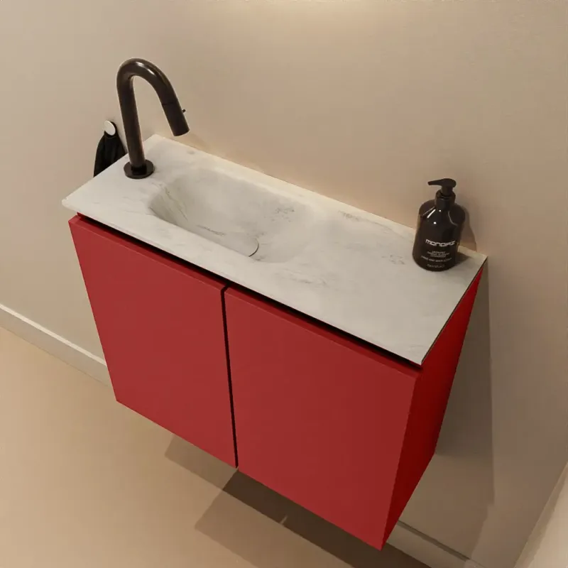Mondiaz Ture DLux toiletmeubel 60cm fire met wastafel opalo links met kraangat Lage Prijs