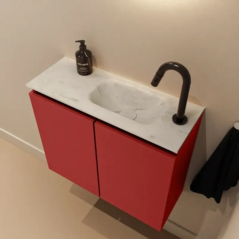 Mondiaz Ture DLux toiletmeubel 60cm fire met wastafel opalo rechts met kraangat Betrouwbaar