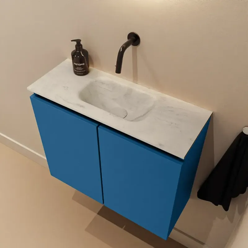Meest Verkocht Mondiaz Ture DLux toiletmeubel 60cm jeans met wastafel opalo midden zonder kraangat