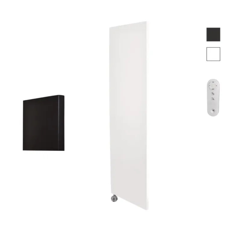 Sanicare Denso elektrische radiator 40x180cm wit mat met afstandsbediening en thermostaat chroom linksonder Voordeelprijs