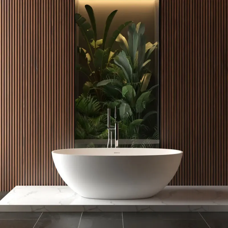 Actieprijs Mueller Carlo vrijstaand ligbad solid surface wit mat 165x75cm