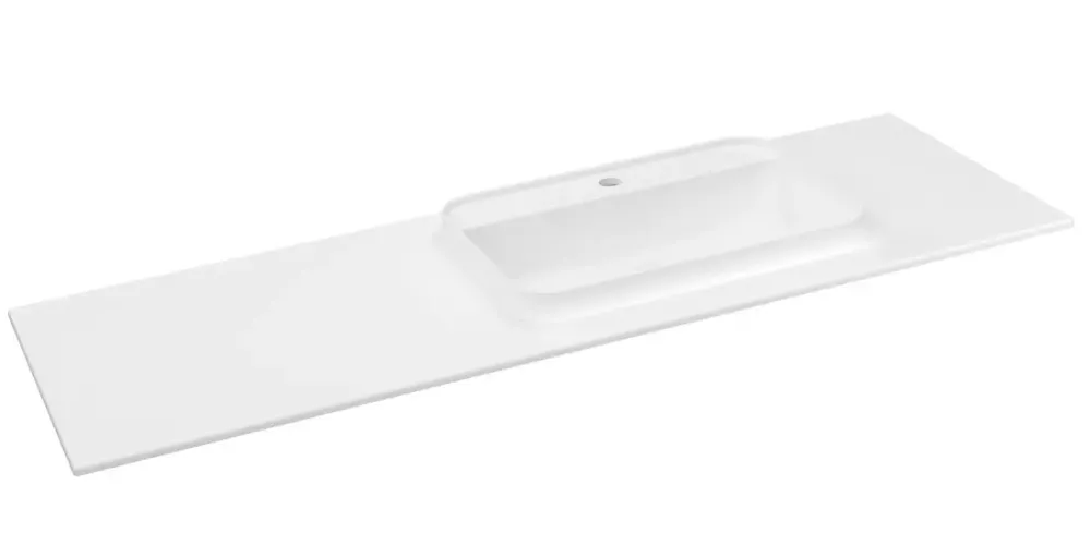 Sapho Brahea wastafel 145x50cm solid surface wit mat met brede rand en kraangat rechts Snelle Levering