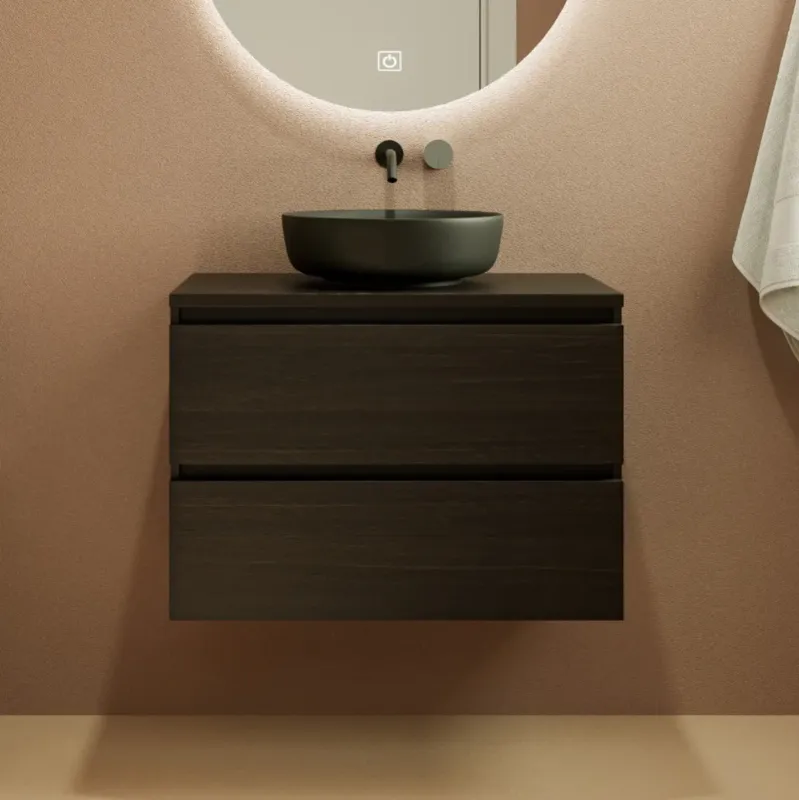 Fontana Proma badkamermeubel 80cm zonder kom kasteel bruin Gratis Retour