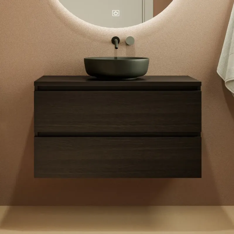 Fontana Proma badkamermeubel 100cm zonder kom kasteel bruin Aanbieding