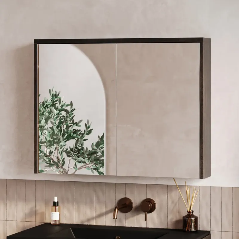 Fontana Basic spiegelkast 80cm met 2 deuren kasteel bruin Express Levering