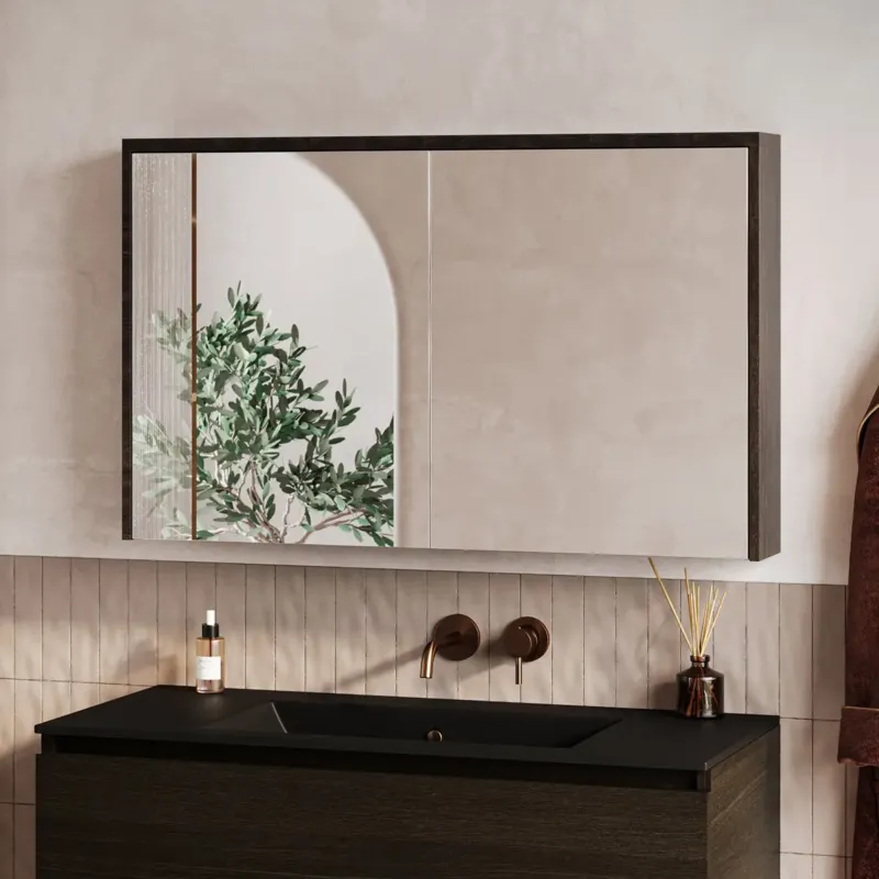 Fontana Basic spiegelkast 100cm met 2 deuren kasteel bruin Beperkt Aanbod