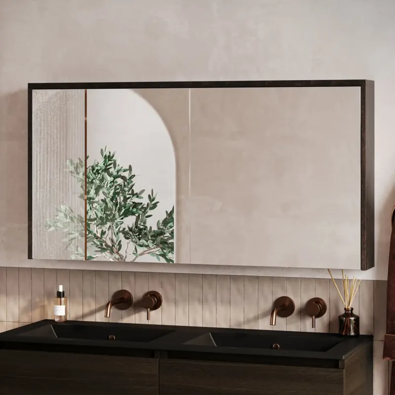 Must-Have Fontana Basic spiegelkast 117cm met 2 deuren kasteel bruin