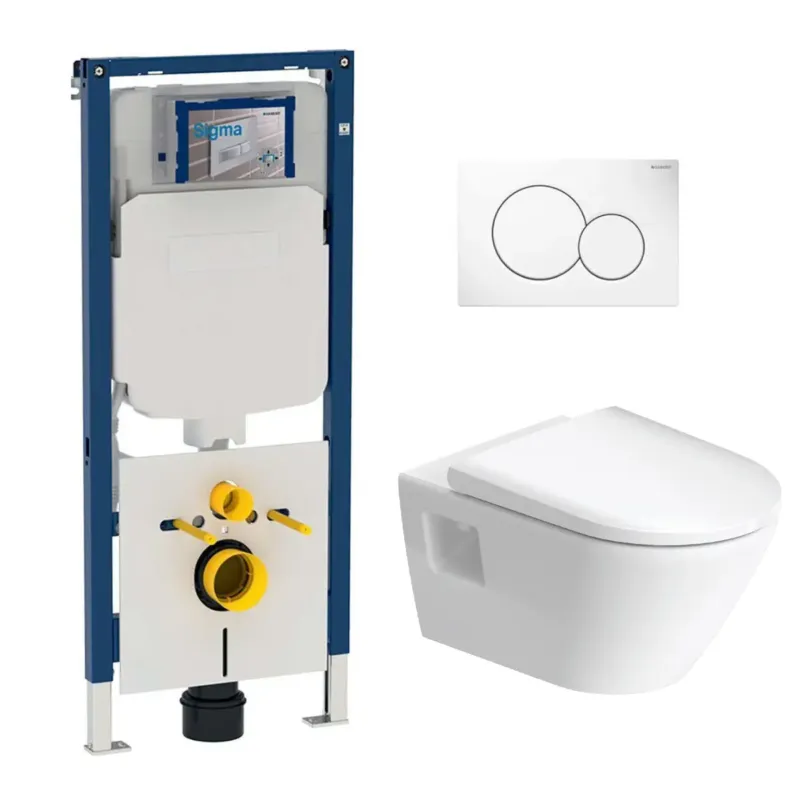 Superprijs Geberit UP720 toiletset met Duravit D-Neo randloos toilet wit glans en softclose zitting