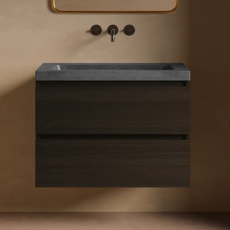 Bestel Nu Fontana Freestone badkamermeubel kasteel bruin 80cm met natuurstenen wastafel zonder kraangat