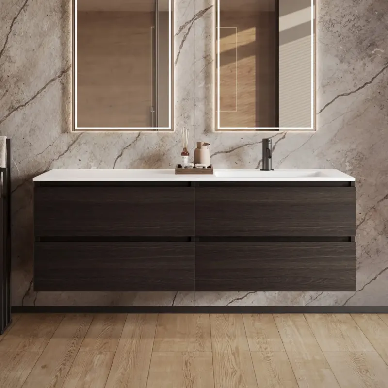 Superprijs Fontana Cosmos badmeubel 160cm met wastafel rechts en kraangat kasteel bruin