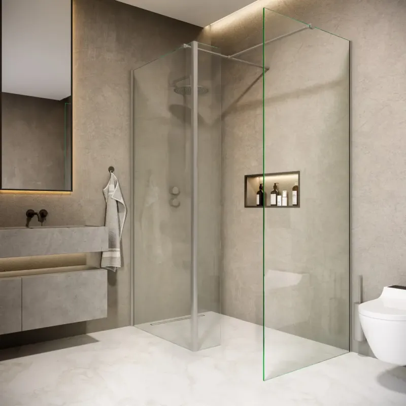 Superprijs Saniclear Rivo inloop douchecabine 180x80cm met 40cm zijwand en 60cm vrije inloop RVS