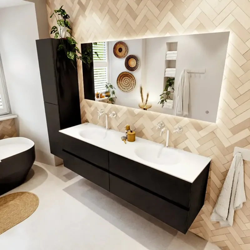 Mondiaz Vica badmeubel 170cm urban 4 lades met wastafel moon dubbel 2 kraangaten Aanbieding
