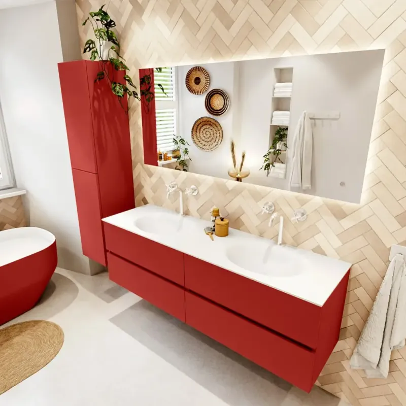 Mondiaz Vica badmeubel 160cm fire 4 lades met wastafel moon dubbel 2 kraangaten Meest Verkocht