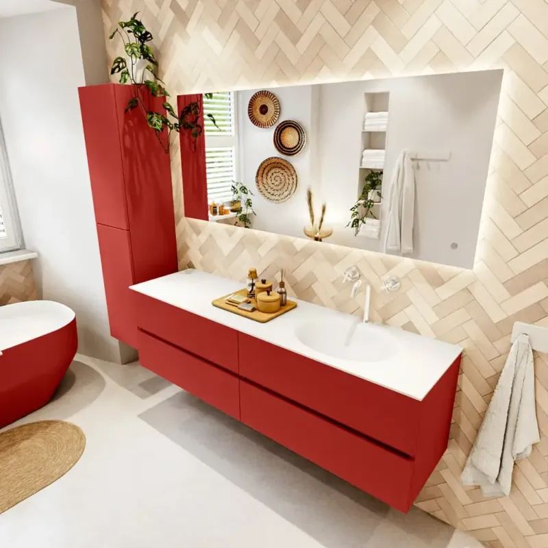 Mondiaz Vica badmeubel 170cm fire 4 lades met wastafel moon rechts 1 kraangat Koop Online