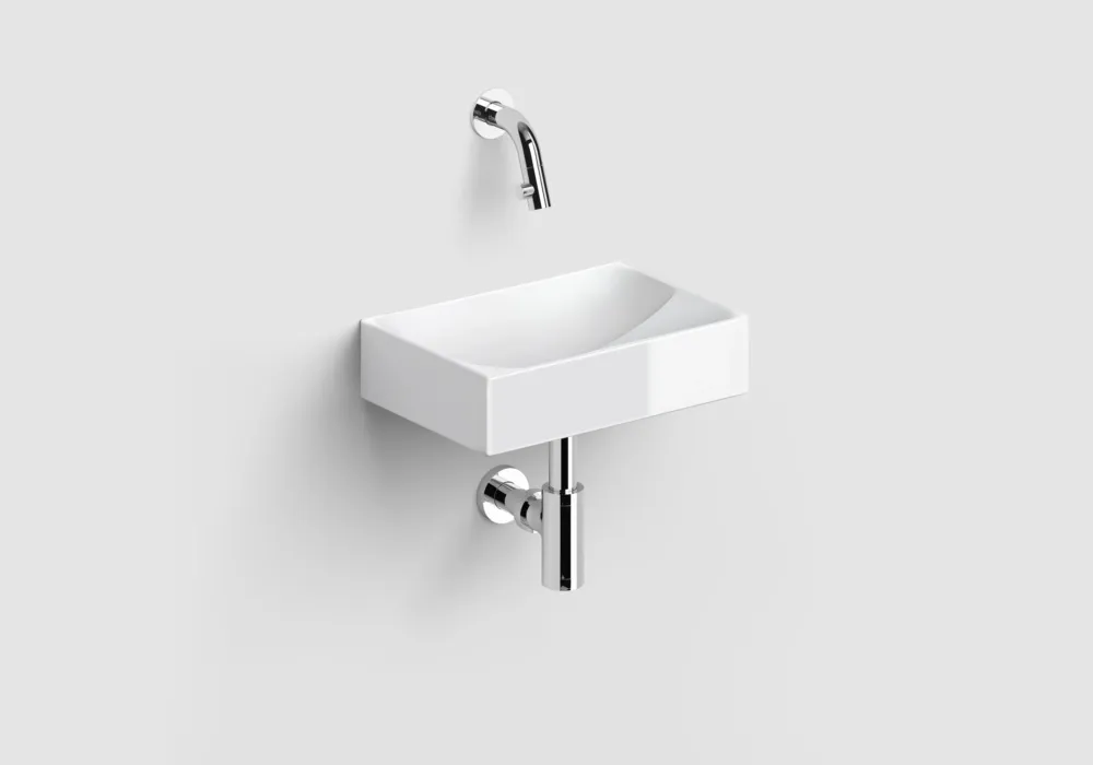 Clou Vale keramische fontein 28cm wit glans met Kaldur toiletkraan chroom Nieuw