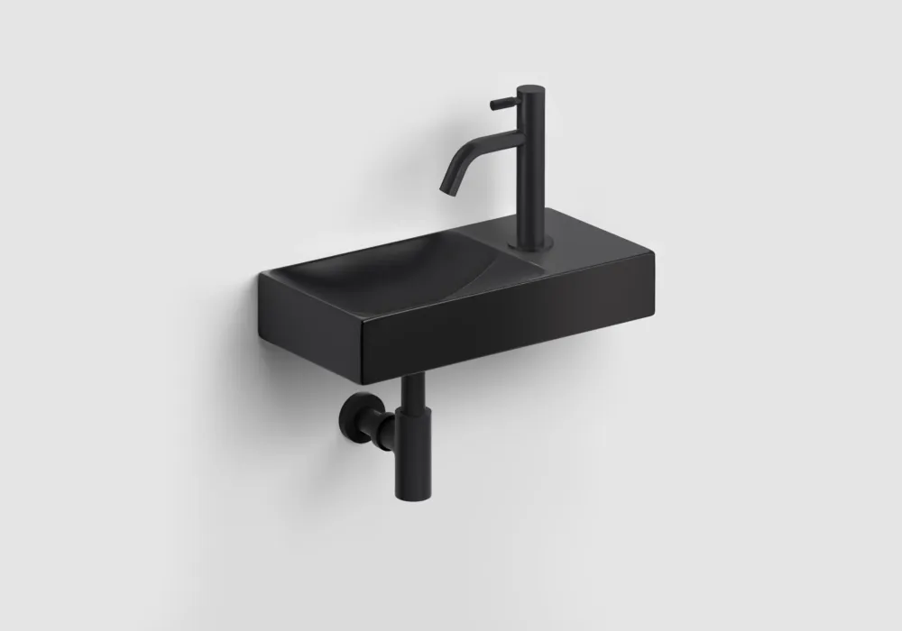 Alleen Vandaag Clou Vale keramische fontein 38cm zwart mat met Freddo toiletkraan zwart mat