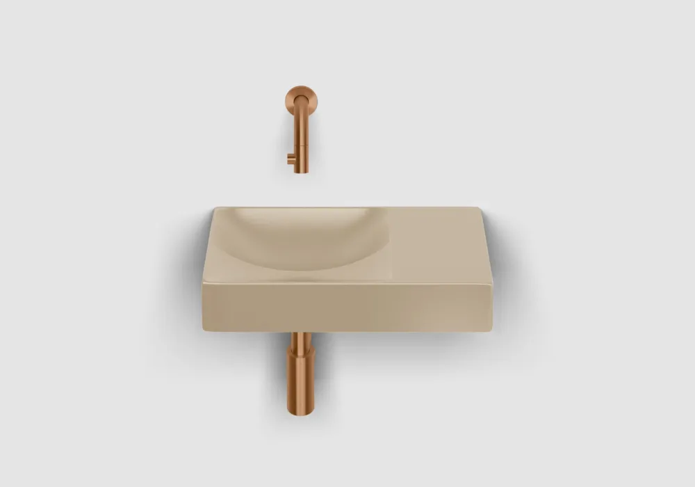 Direct Beschikbaar Clou Vale keramische fontein 38cm mosterd met Kaldur toiletkraan brons geborsteld PVD